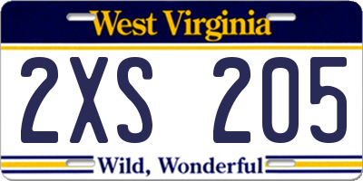 WV license plate 2XS205