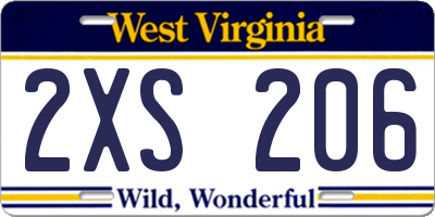 WV license plate 2XS206