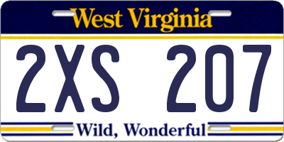 WV license plate 2XS207