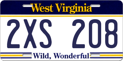 WV license plate 2XS208