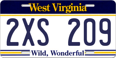 WV license plate 2XS209