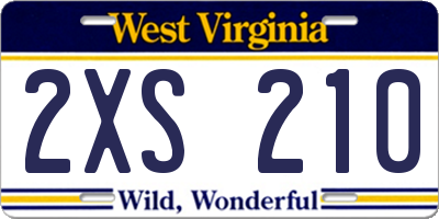 WV license plate 2XS210