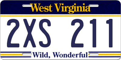 WV license plate 2XS211