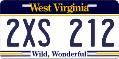 WV license plate 2XS212