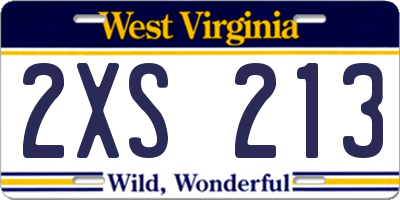 WV license plate 2XS213