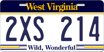 WV license plate 2XS214