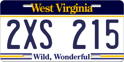 WV license plate 2XS215