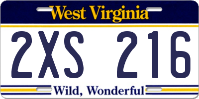 WV license plate 2XS216
