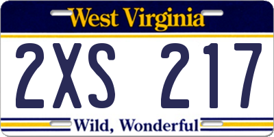 WV license plate 2XS217