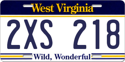 WV license plate 2XS218