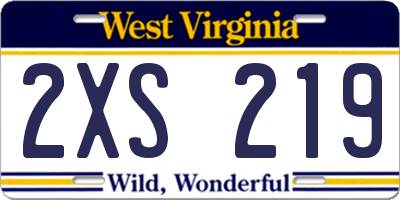 WV license plate 2XS219