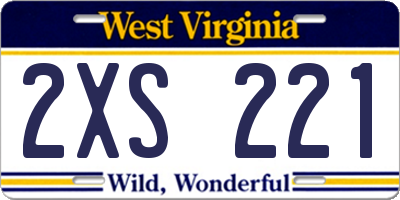 WV license plate 2XS221