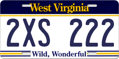 WV license plate 2XS222