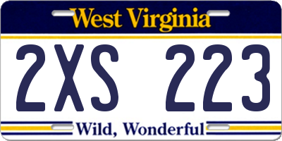 WV license plate 2XS223