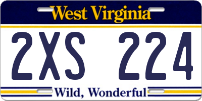 WV license plate 2XS224