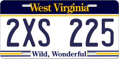 WV license plate 2XS225
