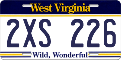 WV license plate 2XS226