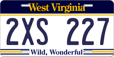 WV license plate 2XS227