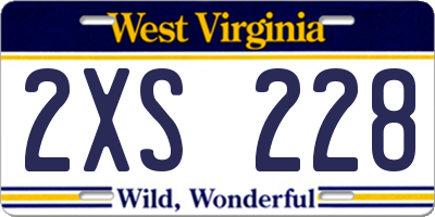 WV license plate 2XS228