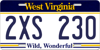 WV license plate 2XS230