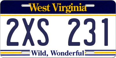 WV license plate 2XS231