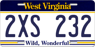 WV license plate 2XS232