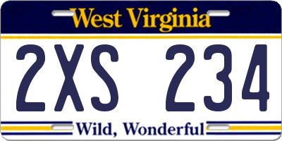 WV license plate 2XS234