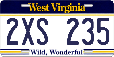 WV license plate 2XS235
