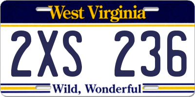 WV license plate 2XS236
