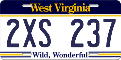 WV license plate 2XS237