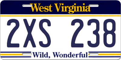 WV license plate 2XS238
