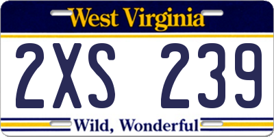 WV license plate 2XS239