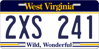 WV license plate 2XS241