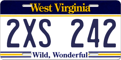 WV license plate 2XS242