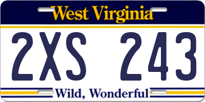 WV license plate 2XS243