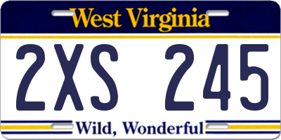 WV license plate 2XS245