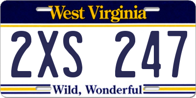 WV license plate 2XS247