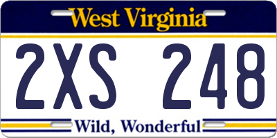 WV license plate 2XS248