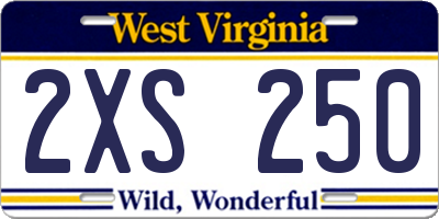 WV license plate 2XS250