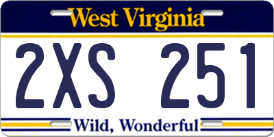 WV license plate 2XS251