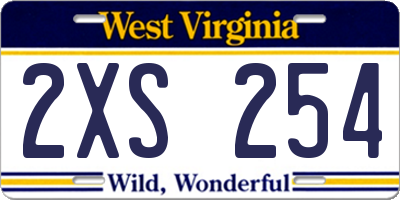 WV license plate 2XS254