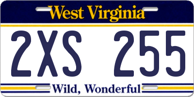 WV license plate 2XS255
