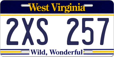 WV license plate 2XS257