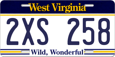 WV license plate 2XS258