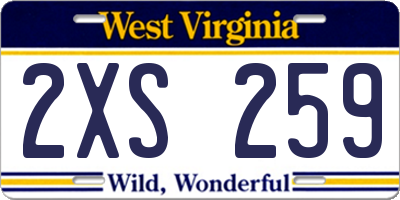 WV license plate 2XS259