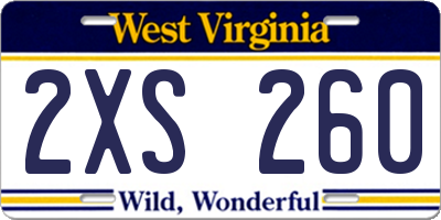 WV license plate 2XS260