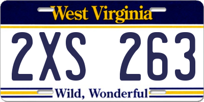 WV license plate 2XS263