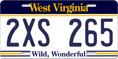 WV license plate 2XS265