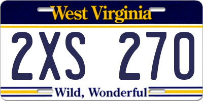 WV license plate 2XS270