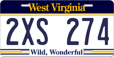 WV license plate 2XS274